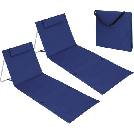 Coppia Materassino Da Spiaggia 2 Pezzi Pieghevole Leggero Portatile Tappetino Spiaggia Regolabile Con Schienale Reclinabile Tasca PortaOggetti Lettino Mare Campeggio BluTintaUnita (1/5)