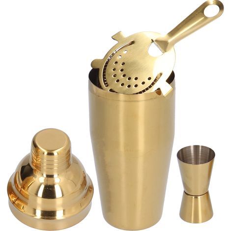 Elegante juego de coctelería de acero inoxidable de 750 ml con colador, vaso medidor y coctelera para bartender (coctelera + vaso). (1/5)