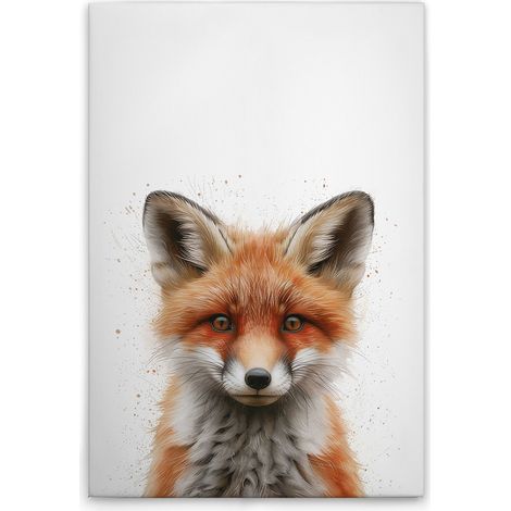 Leinwandbild Baby Fuchs Kinderzimmer M1-No.51885 - Kunstdruck auf Leinwand in Weiß Braun - Wandbild 80 x 120 cm