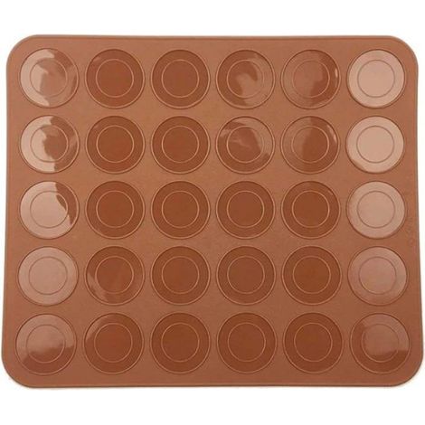 Tapis de cuisson en silicone pour macarons, 30 emplacements, marron, dimensions 22 x 26 cm