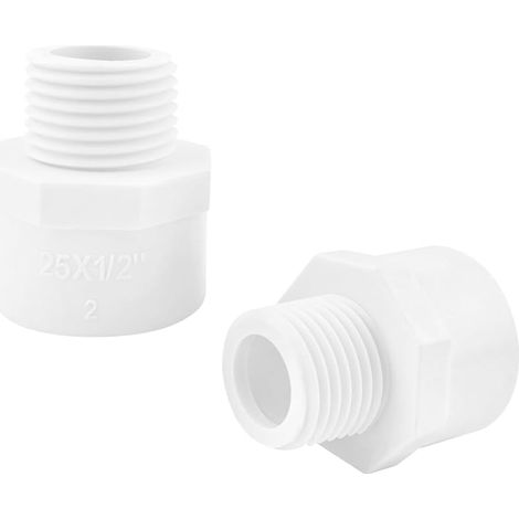 2 Pièces Raccords de Tuyau en PVC, 25 mm x 1/2" Filetage Extérieur Connecteurs de Tuyaux, Adaptateur Raccord Flexible, Connecteur pour Tuyaux