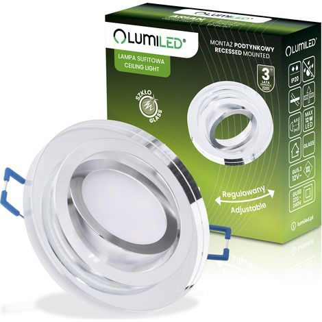 Lámpara de techo empotrable halógena redonda de cristal con casquillo GU10 ARIAN LUMILED