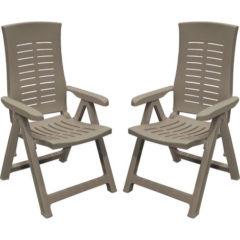 Pack 2 Sillones Plegables Muebles de Exterior Silver Estilo Práctico en Color Marrón 59x108x62 cm