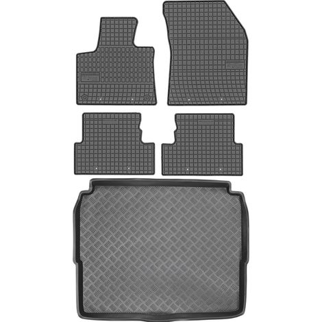 Ensemble de tapis de sol en caoutchouc pour Peugeot 3008 II Crossover à partir de 2016 + tapis de coffre
