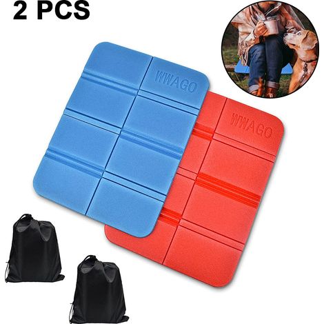 Lot de 2 tapis de siège pliables en mousse, tapis de siège pliables et isolants thermiques, coussin de siège portable, tapis de sol imperméable pour le camping, le parc, les pique-niques, la randonnée