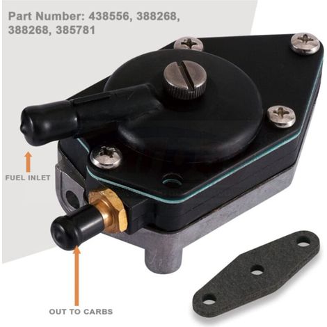 La pompe à carburant 18-7352 438556 est compatible avec les moteurs hors-bord Johnson Evinrude de 25 à 140 CV. Large gamme de pompes à carburant de remplacement pour moteurs hors-bord Johnson.
