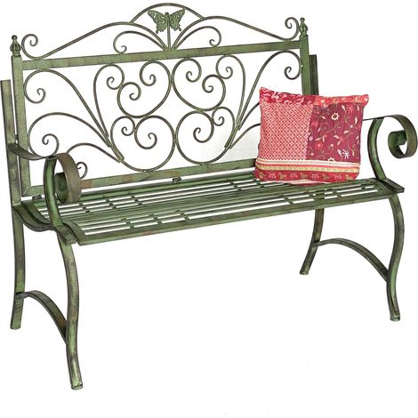DanDiBo Banc de jardin Métal Résistant aux intempéries Patine Verte 120 cm 2 places Banc 96021 Banc de parc en fer Jardin (1/5)