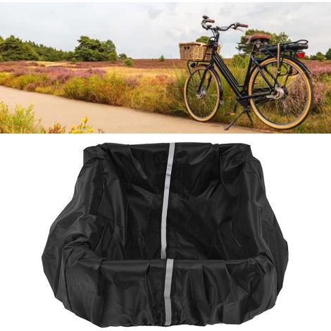 Telo antipioggia per cestino da bicicletta - Protegge la tua bici - Striscia riflettente - Taglia universale - Nero (1/5)