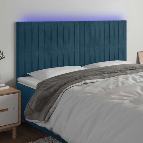 Tête de lit à LED Panneau de lit pour Lit adult Décoration murale Bleu foncé 160x5x118/128 cm Velours RJYKXR468632 (1/5)