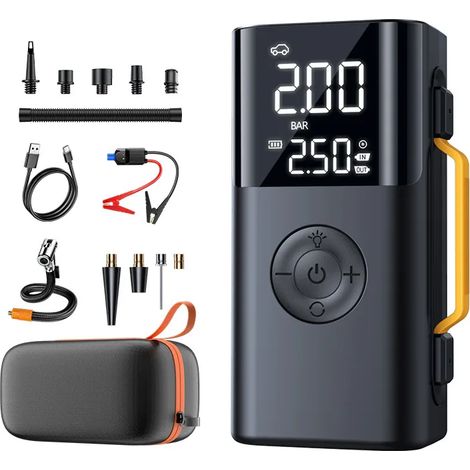 Démarreur de voiture portable multifonctionnel, combinant les fonctions de démarreur, de pompe à air et de souffleur. (1/5)