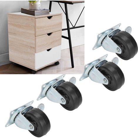 5 cm (2 Zoll) achsenlose, geräuscharme, gummierte Lenkrollen mit Seitenbremse, für den Einsatz im Auto oder zu Hause. (1/5)