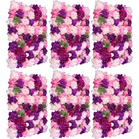 6 Stück künstliche Blumen Wand Rosen Wand Kunstblumen Panel Kunstblumen Wand Seide Blume Wand Panel für Hochzeit Hintergrund Fotografie Veranstaltungsort Dekor Haus Garten Party 60 x 40 cm (1/5)