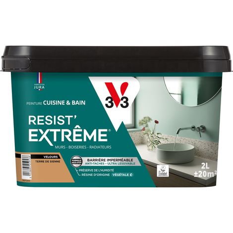 Peinture multi-supports Cuisine & Bain Resist'Extrême® V33 Terre de sienne satin 2L