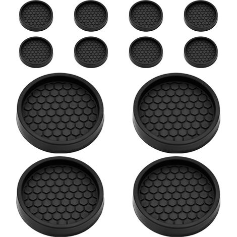 Un set di 12 tappetini antiscivolo per mobili, tazze/tappetini antiscivolo da 2 pollici, rotelle per pavimenti in legno, tappetini antiscivolo rotondi (neri). (1/5)