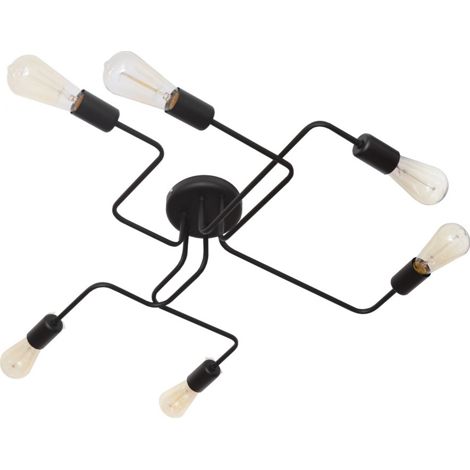Helam TUBE Plafonnier Semi-Encastré Multi Bras Noir 75cm