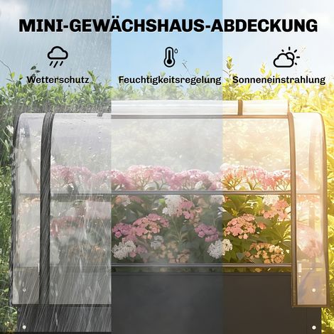 Jardinière surélevée avec serre intégrée, bac à plantes avec couvercle articulé, repliable, ouverture zippée, trou d'évacuation, noir