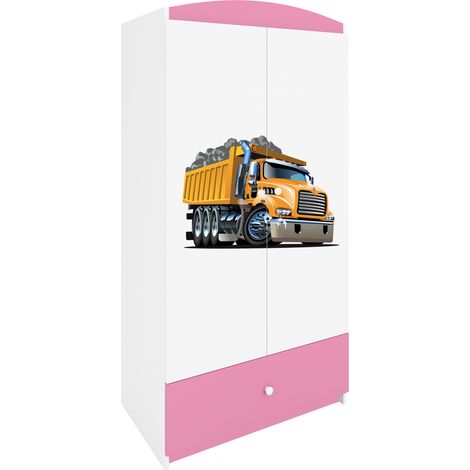 Kinderkleiderschrank mit Schublade Rosa clair – BABYDREAMS Ciężarówka (1/5)