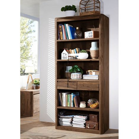 Regal Sheesham 88x40x205 rot-braun gebeizt TORONTO 118Massivmoebel24