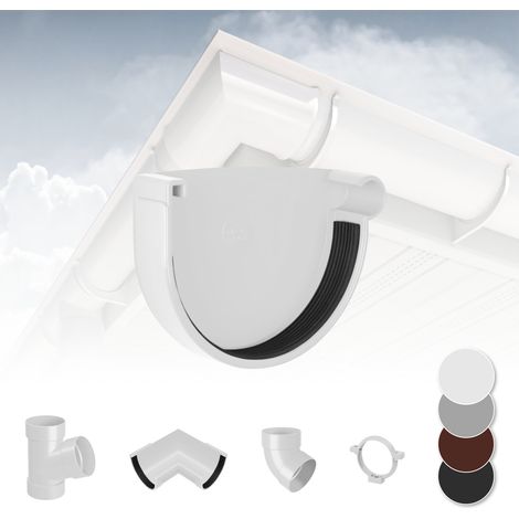 Système de gouttière - PVC plastique de 90 mm, sélection de composants - RainWay 90: blanc, Bouchon de gouttière à droite