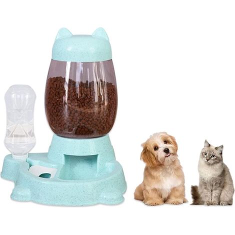 Distributeur Automatique d'aliments pour Animaux Capacité de  L Facile à Utiliser Distributeur de Nourriture Distributeur d'eau pour Chats et Chiens (1/5)