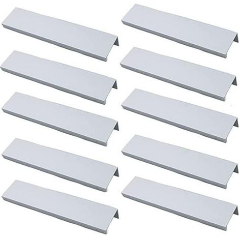 (Blanc)Lot de 10 Poignée Dorée Poignée de Meuble Dorée - Poignée Invisible Poignee de Meuble Cuisine Dorée Poignée Meuble Dorée en Alliage d'Aluminium Entraxe 160mm (1/5)