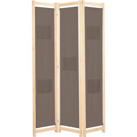 Paravento divisorio per parete divisoria decorazione mobili 3 pannelli marroni 120x4 cm in tessuto