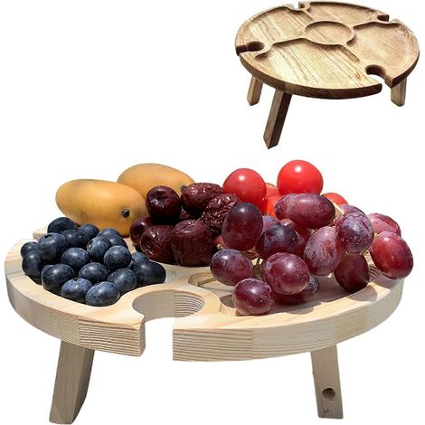 Table de pique-nique pliante portable avec plateau lumineux pour bouteilles de vin, idéale pour les parcs, les plages et les concerts.