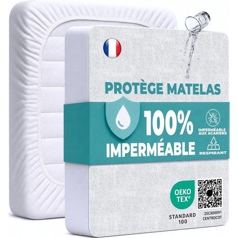 Protège Matelas 60x120 cm Alèse Impermeable Drap Housse en Coton et Microfibre Protection Lit pour Bebe Alaise pour Incontinence Anti-Acarien Couvre-Matelas Pipi Lavable en Machine (1/5)