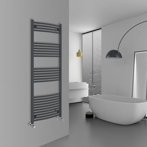 WarmeHaus Curved Anthracite Bathroom Ladder Radiator 1600x600mm (1/5)
