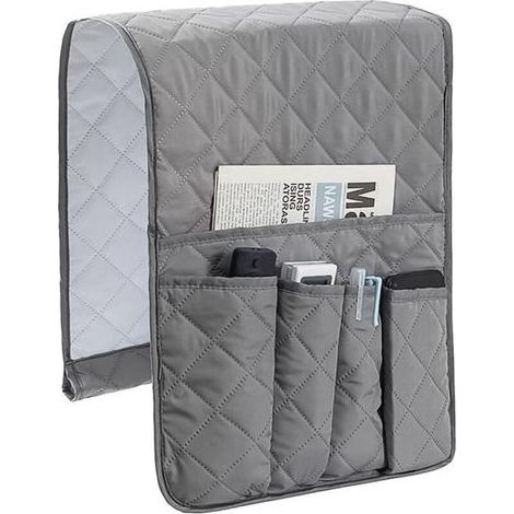 Support pliable et antidérapant pour télécommande de canapé ou de fauteuil, organiseur d'accoudoir étanche avec 5 poches (1/5)
