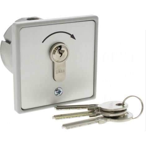 Geba – Contacteur à clé 1 contact impulsionnel – Pour motorisation de portail – Sélecteur à clé avec 3 clés – Encastrable