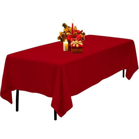 Rote Tischdecke 152x213 cm rechteckig, Polyester, flecken- & knitterfrei, waschbar