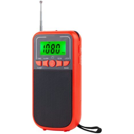 Tragbares Taschenradio, Mini-Radio mit Digitalanzeige, geeignet für Familien und Senioren, rot