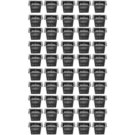 50 pots hydroponiques carrés en filet pour la culture hors-sol de fleurs et de plantes, noirs (1/5)