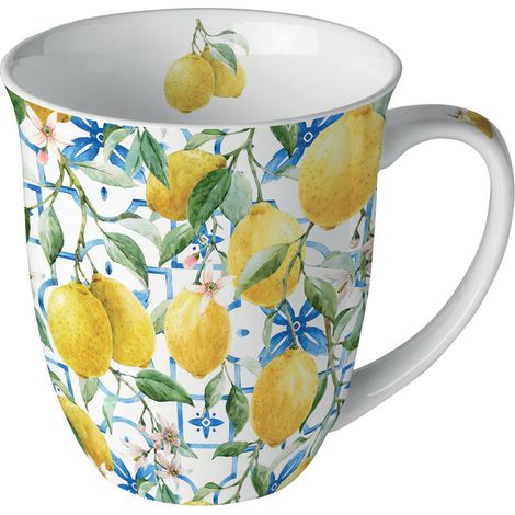 Tasse en porcelaine fine citrons Méditerranéens (1/2)
