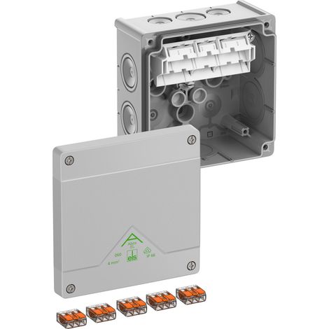 Spelsberg Scatola di derivazione, grado di protezione IP66, sezione conduttore max. 4², resistenza agli urti IK07, classe di protezione II, Ui 450V AC, Ui 450V DC, DLG, VDE, privo di alogeni, 80444001