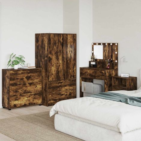 Armoire de rangement à 3 tiroirs en bois d’ingénierie chêne fumé 80 x 31 x 81 cm - PANGIVO (1/5)