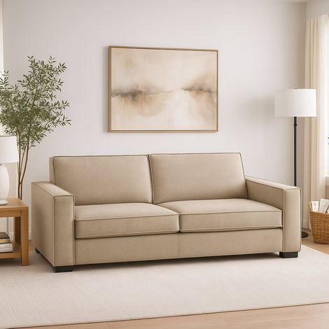 Talamo Italia Canapé fixe Adriana, Canapé 2 places, 100% Made in Italy, Canapé de salon en tissu, avec accoudoirs standards, Cm 180x95h90, Beige, avec emballage renforcé (1/4)