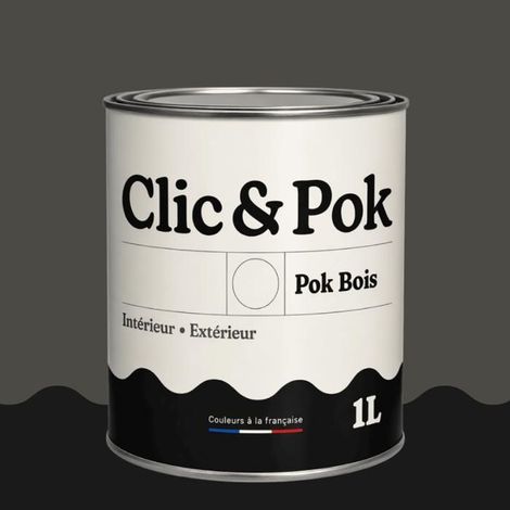 Peinture Bois Extérieur – POK BOIS - 1L - RAL 7022 - Gris terre d’ombre- Résistante aux intempéries - Ne s'écaille pas