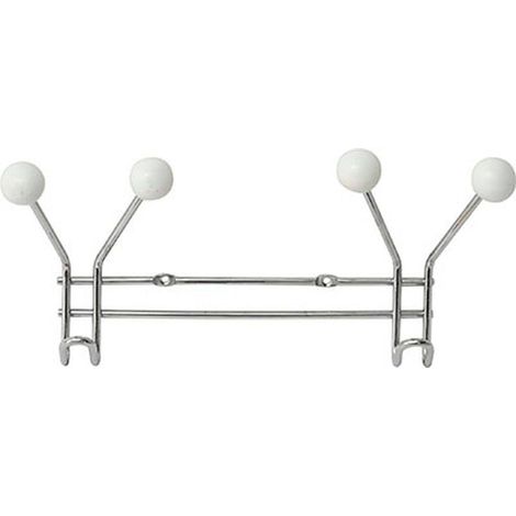 Patere metal 2 crochets a fixer decoration resine blanche - chrome/blanc - Tendance (1/2)