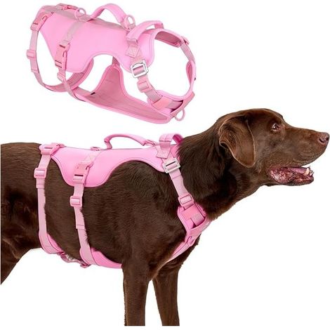 Anti-Escape Harness, Anti-Pull Harness for Medium/Large Dogs, Colorful Harnessing with Handle and Front Carabiner, Pink, S (1/5)