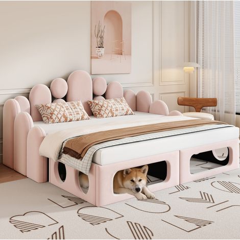 lit adulte lit double modulable 180x200 velours OKMYHOME (1/5)
