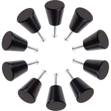 Boutons de porte - Camio - 10Pcs - Noir - 20mm - Alliage d\'aluminium (1/4)