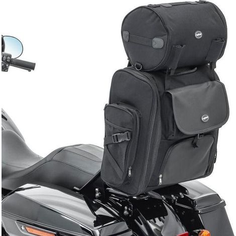 Moto Sissy Bar Sacoche arrière Craftride SXL avec Sac Rouleau en noir