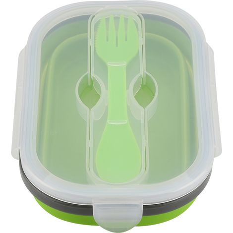 Silikon-Lunchbox für Picknick, Obst und Gemüse mit Gabel, faltbar, teleskopierbar, dehnbar (1/5)