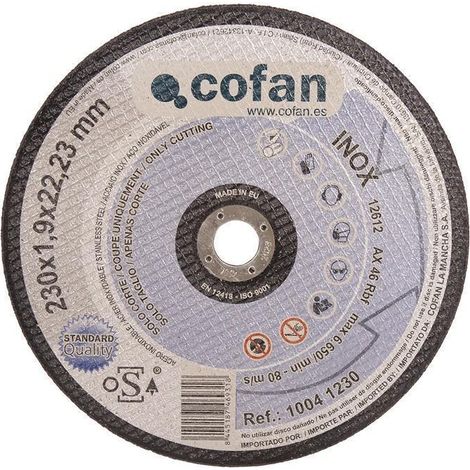 Disco de corte 230mm para metal, grosor 1,9mm, certificado según ISO 9001:2000. (1/5)
