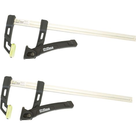 2x Einhandzwinge 80kg Spannkraft 30cm Spannbereich Aluminium Schnellspannzwinge
