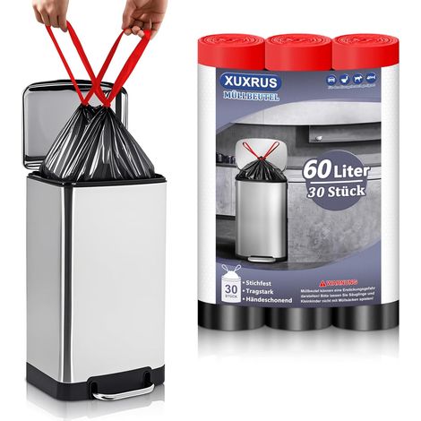 Lot de 30 sacs poubelle noirs de 60 l pour cuisine (1/5)