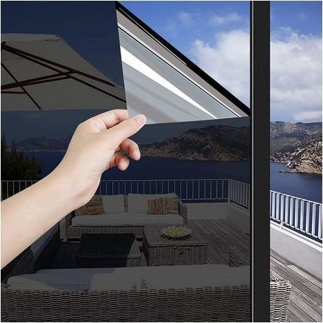 Film pour vitres miroir noir 90x200cm, anti-reflets, résistant à la chaleur, résistant aux UV et antistatique. (1/5)