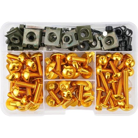 Tornillo para carenado de motocicleta, material de aluminio, compatibilidad universal, color dorado. (1/2)